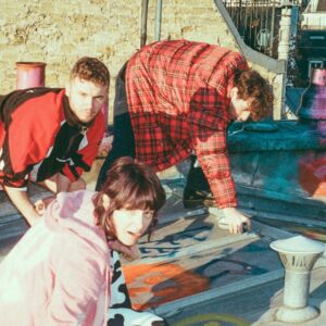 groupe ditter posant sur un toit en zinc