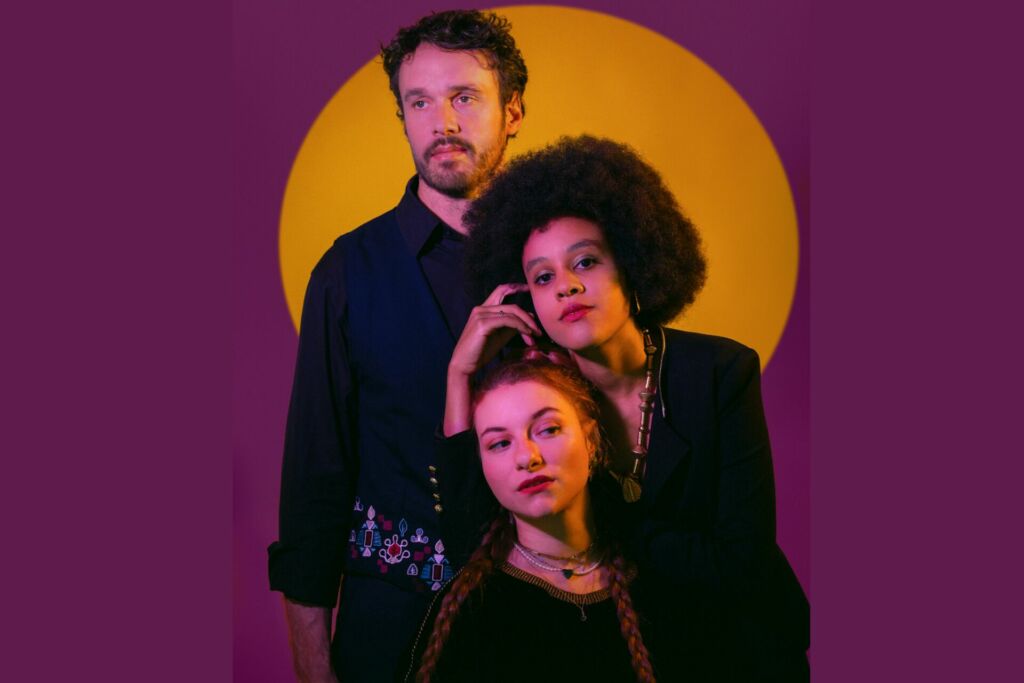 photo du trio Elektre sur fond violet